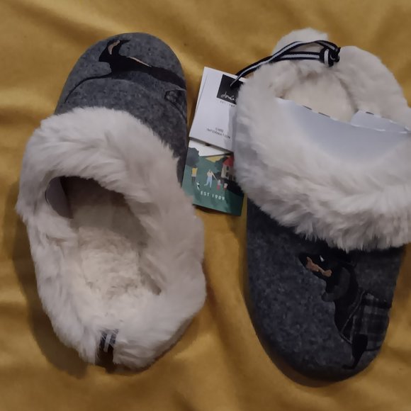 Joules Womens Slippet Luxe Grey Fleece Lining Scuff Slippers - Picture 3 of 4